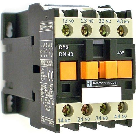 Contacteur auxiliaire 24VDC – CA3DN40BD – Intensité 40A – Nombre de contacts 4 – Pour tableaux électriques professionnels – Telemecanique Sensors