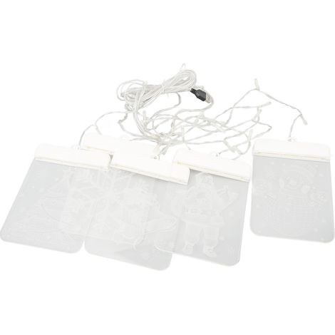 Guirlande lumineuse décorative de Noël à LED avec différents motifs gravés au laser, lumière chaude, chargement USB, guirlande 3D à suspendre pour l'intérieur et l'extérieur. (1/5)
