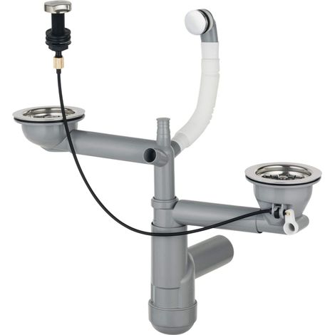 Siphon für 1,5- und 2-Becken-Granitspülen – platzsparender Stahl ZXY 9918