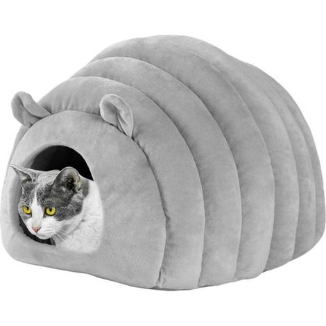Panier pour chat - maison pour chat - nid pour chat - lit pour chat - couchage pour animal de compagnie - tapis pour chat - noir - 42 x 38 x 33 cm - tissu noir (1/5)