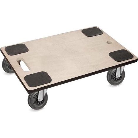Plateau roulant de manutention 600x400 MOBILIX® 4x caoutchouc pivotantes NOIR - 200 Kg