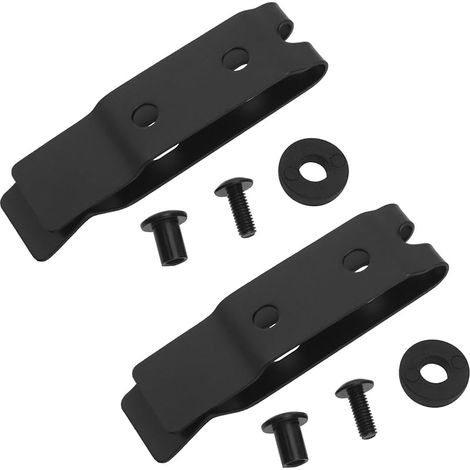 Lot de 2 clips de ceinture en acier inoxydable avec vis à l'arrière - Clip de ceinture K - Noir