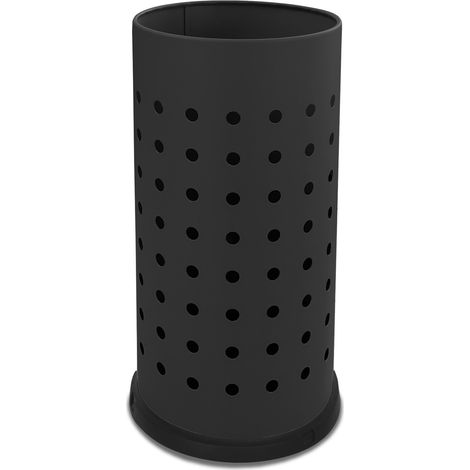 Portaombrelli in Acciaio Verniciato Ø24xh48 cm Con Vaschetta Raccogli Goccia Nero (1/2)