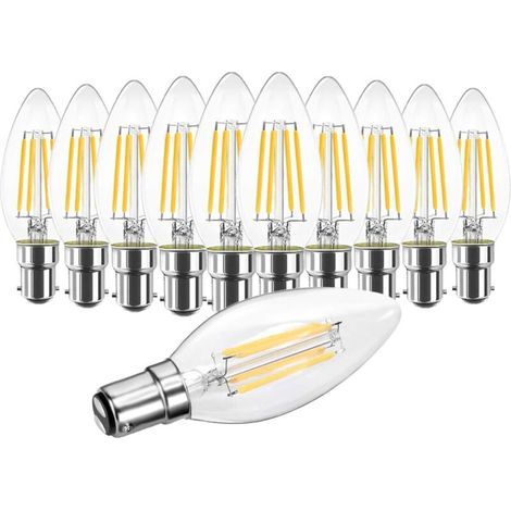 10 X 4W C35 B15 Ampoule LED à Filament Non Dimmable Bougie Ampoule 2700K Blanc Chaud Équivalent 40W Ampoule Incandescence 360 Degrés Angle (1/5)