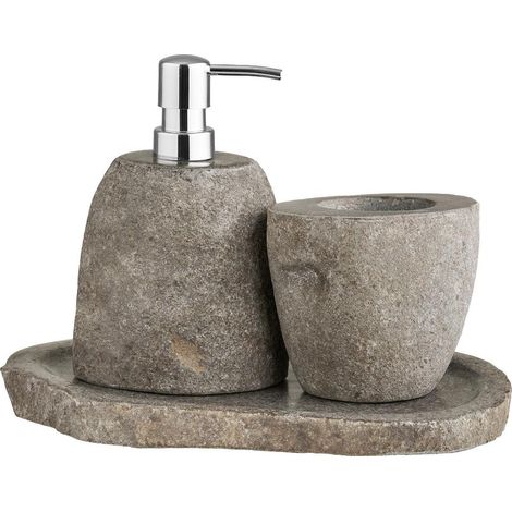 Ulla Badaccessoire-Set Becher, Spender, Tablett natur. (1/5)