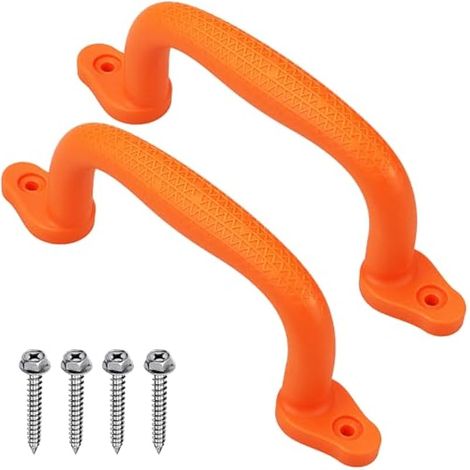 Dolibest 2pcs Poignee Escalade Enfant, 18cm Poignées de Sécurité Para Enfants pour Structure d'escalade pour Ensemble Balançoires/Aire Jeux/Maisonnette/Parc Loisirs/Barres Singe Intérieur, Rouge