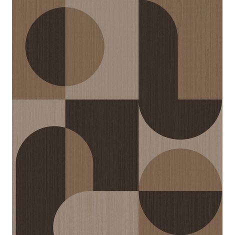 papier peint panoramique cercles de style Bauhaus cervine et marron  - Origin Wallcoverings (1/5)