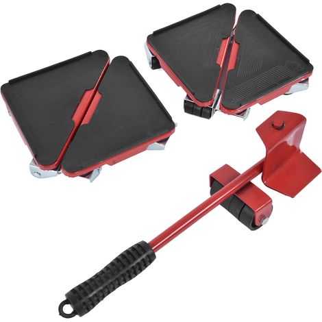 Lot de 5 Levants de Meuble Triangle Robustes, Déplaceur d'Électroménager avec Rouleaux, Charge 300kg (1/5)