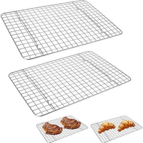 2 Pièces Grille de refroidissement, 30x20cm Acier inoxydable, Pieds surélevés 1,5cm, Pour four et pâtisserie (1/5)