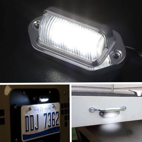 Lampe Plaque Immatriculation - LED 12V 24V - Étanche IP67 - Pour Camion SUV Remorque Fourgon Bateau - Lot de 4 (1/5)