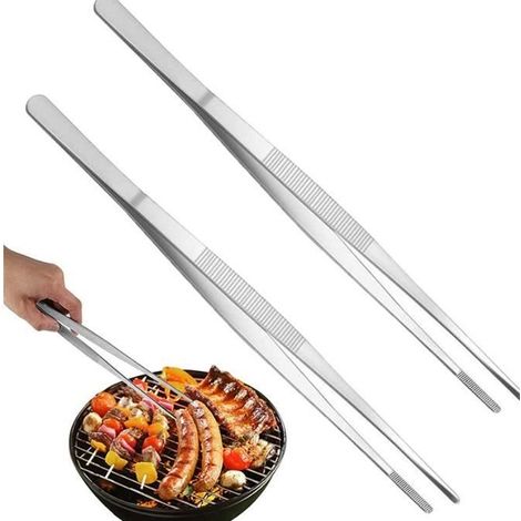2-teilige Küchenzange aus Edelstahl, Bratzange, Präzisionspinzette zum Kochen und Zubereiten von Meeresfrüchten, 30 cm (1/4)