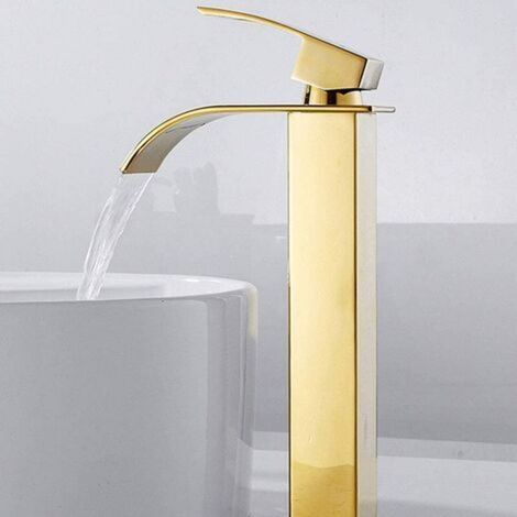 Robinet Lavabo - Mitigeur Haut Cascade À Levier Unique - Pour Vasque - Trou Simple - Laiton Chromé - Hauteur 30 Cm - 1 Pièce (1/5)