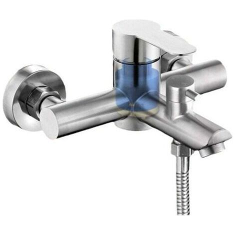 Mitigeur de douche et baignoire mural - monocommande, 2 sorties d'eau - robinet de baignoire, argent (1/4)