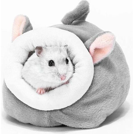 Hamster Petit Nid de Coton Hiver Sommeil Nid Maison Coton Nid De Lapin d'hiver Chaud Nid de Couchage en Coton pour Petit Animal Mini Hérisson, Gris (1/4)