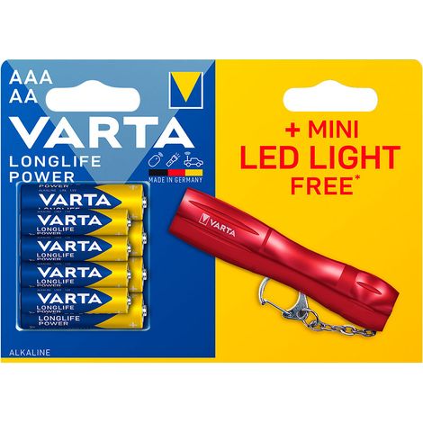 Alkaline Batterien Langzeit 4 x AA + 4 x AAA + Mini LED Taschenlampe als Geschenk