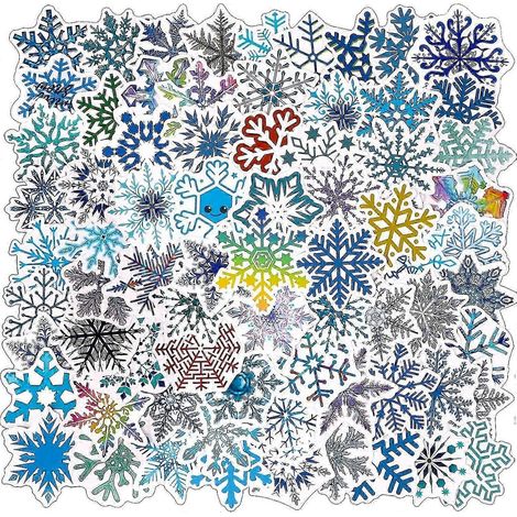 100 Stück Weihnachtsschneeflocken-Aufkleber, Winterschneeflocken-Aufkleber und Weihnachtsfeierdekoration SV (1/5)