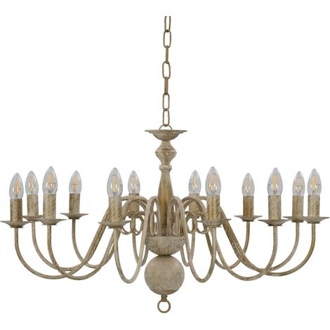 vidaXL Candelabro Stile Anticato Bianco 12 Lampadine E14