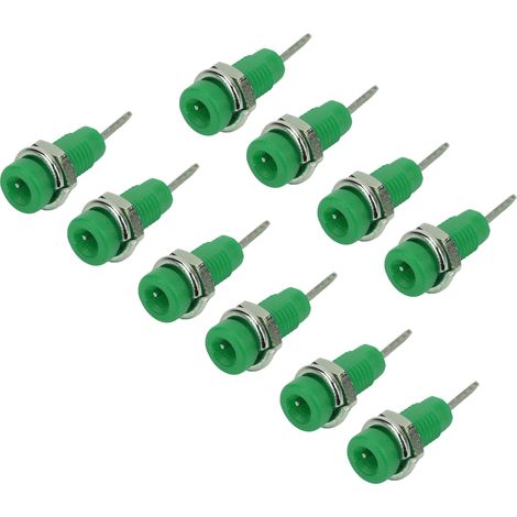 Lot de 10 adaptateurs de rallonge pour prise de panneau avec fiche banane 2 mm J.40003 pour instruments électroniques (vert) (1/5)