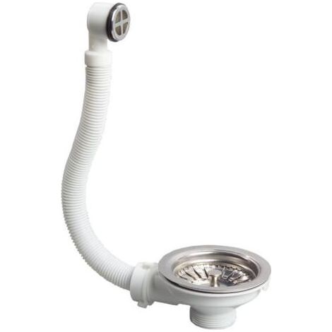 Siphon de lavabo 90 mm avec trop-plein – Panier amovible facile à nettoyer – Compatible évier inox et céramique (1/5)