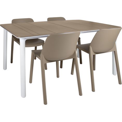 Set 4+1 sillas-mesa exterior arena/blanco - arena NOA160-ONE garbar