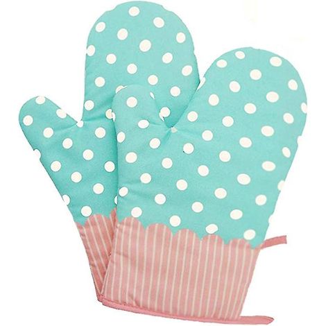 deux Ensembles De Gants De Four (points Bleus Et Blancs), Four Micro-ondes, Four Barbecue, Gants De Cuisson En Coton, Gants De Cuisine, Gants De (1/5)