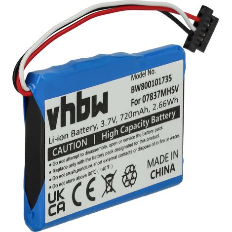 vhbw batteria compatibile con Becker Traffic Assist Z250 Pro Ferrari Edit., Z204, Z205 navigatore GPS (720mAh, 3,7V, Li-Ion)