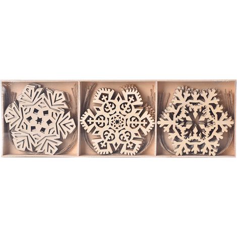 Adorno De Copo De Nieve De Madera - Para Decoracion Navidena Rustica Y Artesania Diy - 1 Unidad (1/5)