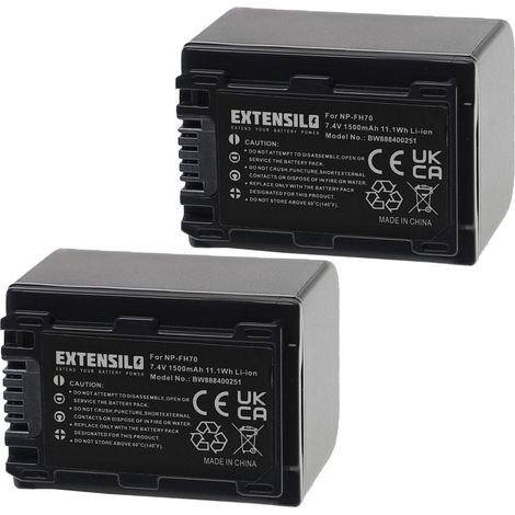 EXTENSILO 2x Akku Ersatz für Sony NP-FH70 für Kamera (1500 mAh, 7,4 V, Li-Ion) (1/3)