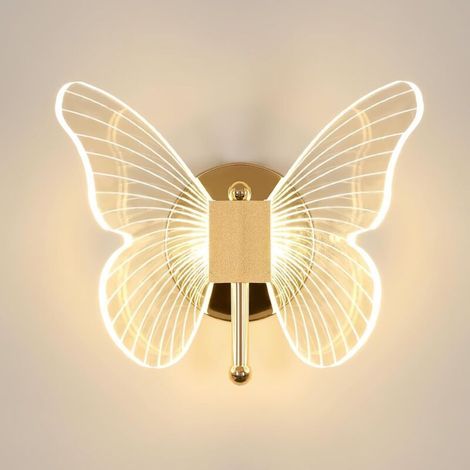 Applique da parete LED 10 W – 1300 lm – temperatura di colore regolabile (da 3000 K a 6500 K) – design moderno a farfalla – in acrilico e ferro – facile installazione (1/5)