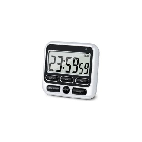 Timer da cucina digitale 2024 con allarme silenzioso/acustico, interruttore di accensione/spegnimento, orologio a 12 ore, funzione memoria.
