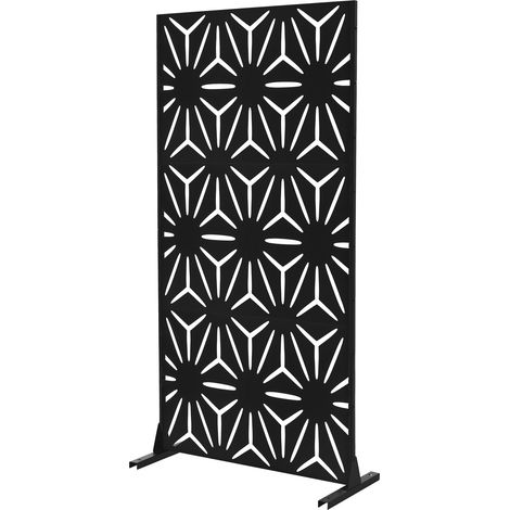 ML-Design Metall-Sichtschutz Torino, 90x180 cm, aus Stahl, Raumteiler - 3 Paneele, Trennwand erweiterbar mit Ständer, Paravent freistehend, Deko Sichtschutzwand wetterfest für Garten Balkon Terrasse