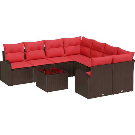 Maison Exclusive - Set di divani 9 pcs Marrone e Rosso Poliestere
