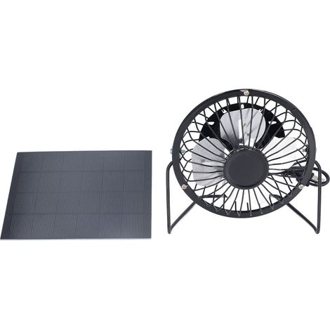 Ej.Life Ventilateur solaire portable - Panneau noir polysilicium - Camping/véhicule/voyage - Écologique (1/5)