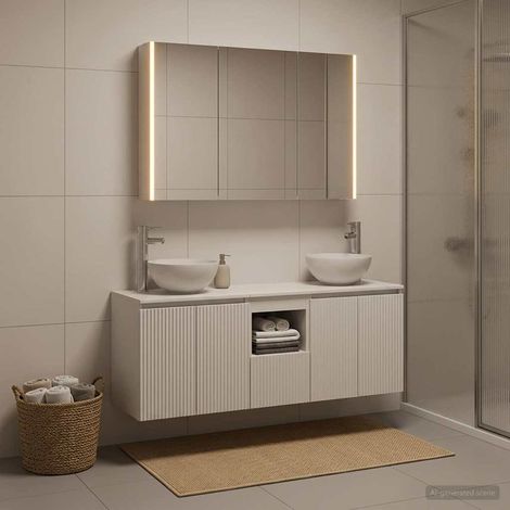 vidaXL Bathroom Cabinet Set 4 pcs White Engineered Wood (1/5)