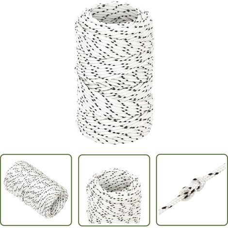 The Living Store Corde de bateau tressé Blanc 2 mmx25 m Polyester - Corde Marine - Corde Polyester - Corde Tressée - Ligne De Gréement - Écoute Principale (1/5)