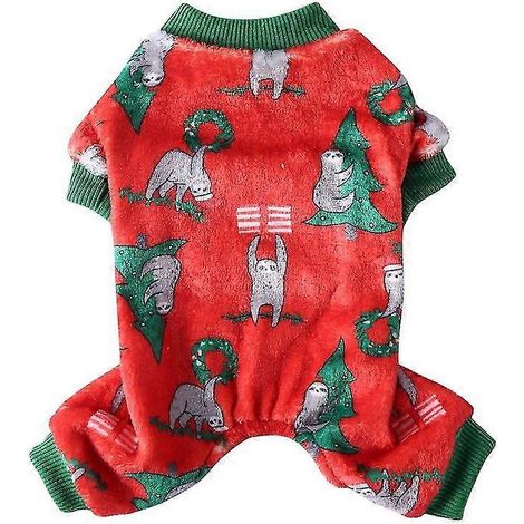 Hundepyjama Winterkleidung mit Print, warmer Overall für kleine Hunde, Welpen, Hunde, Katzen, Chihuahuas und Pomeranians, Overalls, Größe 27 (1/5)
