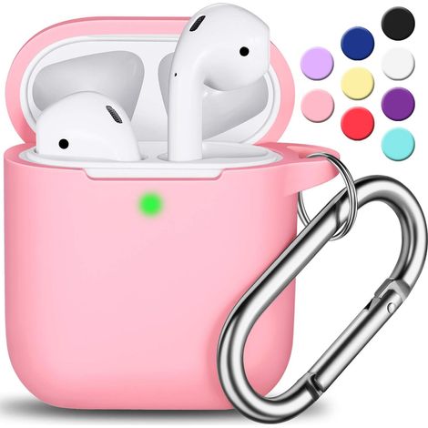 Etui Silicone Pour Etui AirPods - Compatible AirPods 1 Et 2 - Fenêtre Transparente LED - Attache Métallique Incluse - 1 Pièce (1/5)