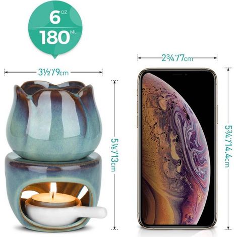 FLITI Set of 2 Large Capacity Ceramic Oil Burners with Spoon, Essential Oil Diffuser, Candle, Home Gift (1/5)