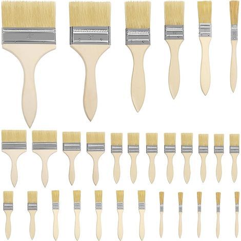 Lot de 30 pinceaux réutilisables – 6 tailles – Tête de pinceau de 1,3 à 10 cm – Pinceaux de peinture pour peintures, colles, esso et décapage – Pinceau acrylique pour fournitures de peinture (1/4)