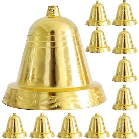 Set mit 5 kleinen, dekorativen Weihnachtsbaumglöckchen – 4,00 x 4,00 x 4,00 cm – Gold (1/4)
