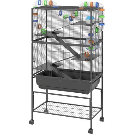 5 Tier Large Hamster Cage on Wheels 17 cm Deep Tray, Storage Shelf for Syrian, Gerbil, Rats (1/5)