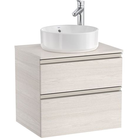 Mueble base de 2 cajones para lavabo de sobre encimera central THE GAP - ROCA Color: Fresno nórdico - Medidas: 605x460x537 mm
