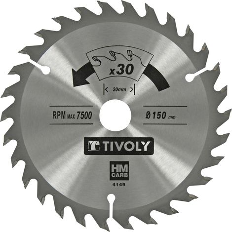Tivoly • Lame de Scie Circulaire • Ø150mm • 30 Dents en Carbure • Pour Scie Portative • Pour Découpe de Bois Durs