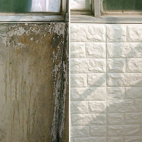 Revestimiento de pared 3D autoadhesivo, blanco, resistente a impactos e impermeable, fabricado en XPE – paneles efecto ladrillo, 70 x 77 cm (1/5)
