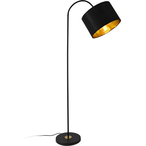 Lampadaire lampe à pied cadre en métal et abat-jour en tissu noir 173 cm