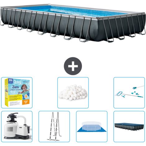 Piscine Intex rectangulaire Ultra XTR Frame - 975 x 488 x 132 cm - Comprend des Accessoires CB52