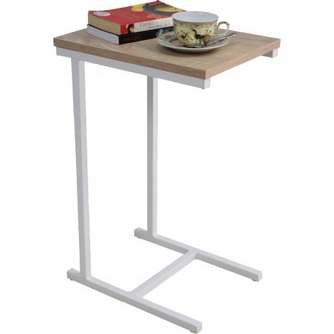 Table d'appoint ECO en profils de chêne Sonoma blanc mat (1/5)