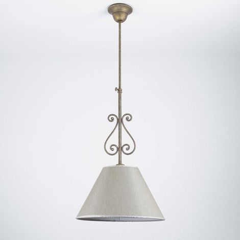 Rustikale Deckenlampe Stoffschirm Handarbeit