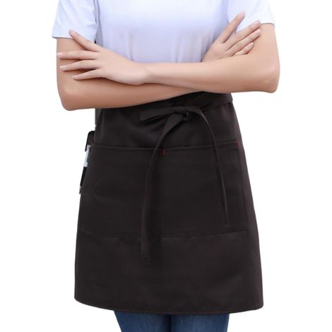 Demi-tablier unisexe à 2 poches, idéal pour les chefs, restaurants et cafés. (1/5)
