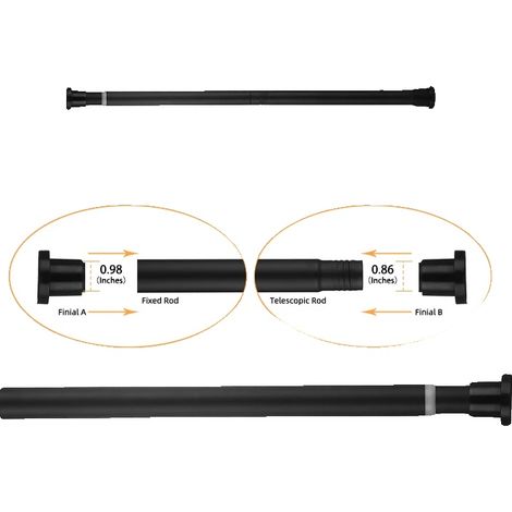 Barra para cortina de ducha, longitud ajustable, diseño telescópico, color negro, 80-145 cm. (1/2)